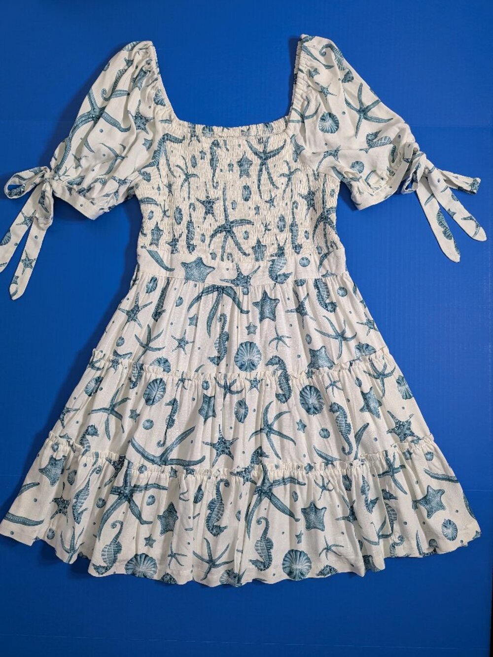 Agua Bendita x Target Deep Sea Print Puff Sleeve Mini Dress Size M - Picture 7 of 10